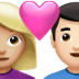 👩🏼‍❤️‍👨🏻 couple with heart: woman, man, medium-light skin tone, light skin tone display on Apple